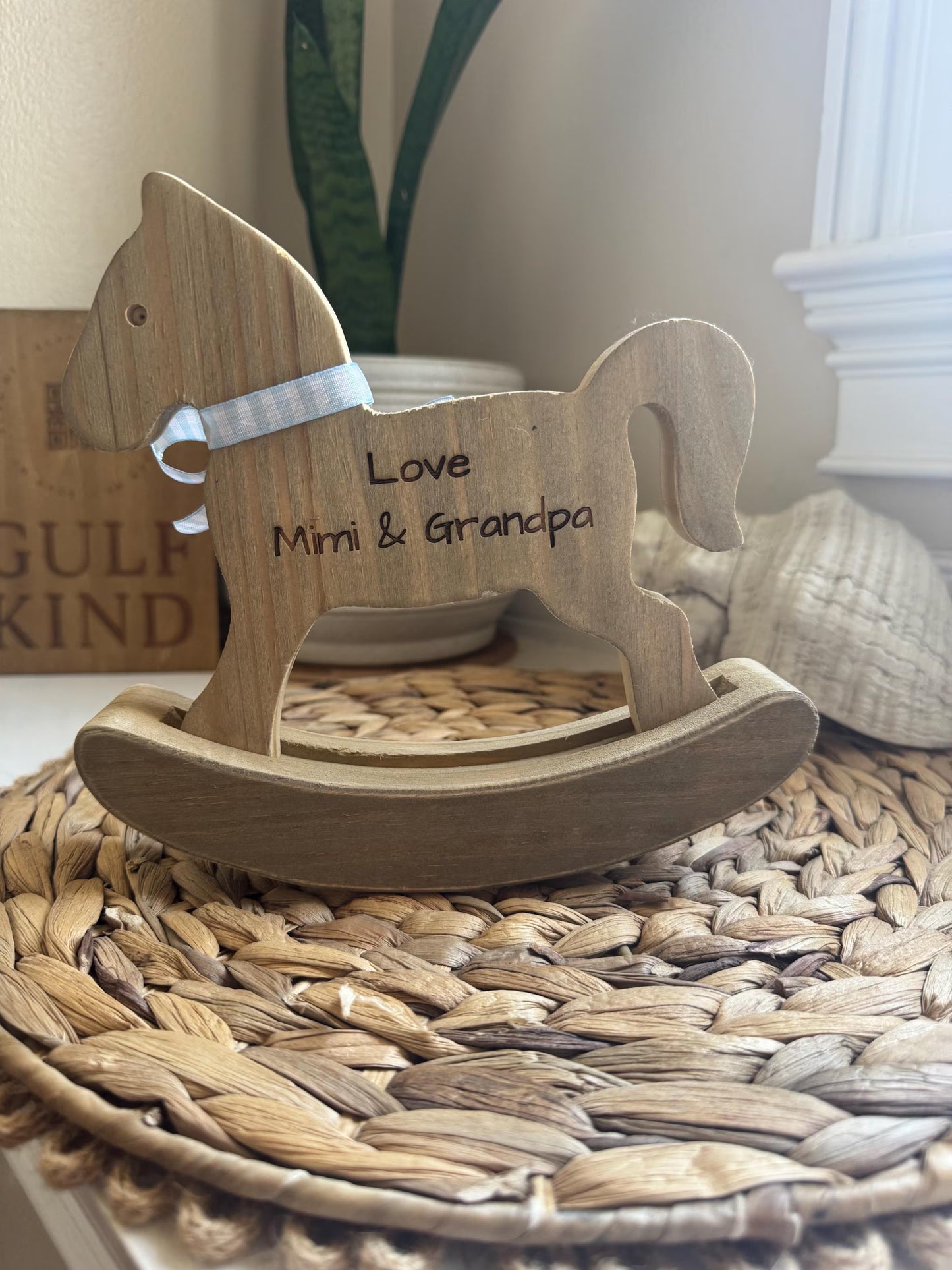 Heirloom Rocking Horse Keepsake – Personalized Wooden Nursery Decor