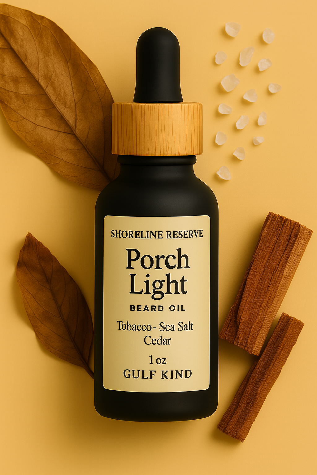 Porch Light Beard Oil – Tobacco, Sea Salt & Cedar | 1oz Coastal Beard Moisturizer by Gulf Kind