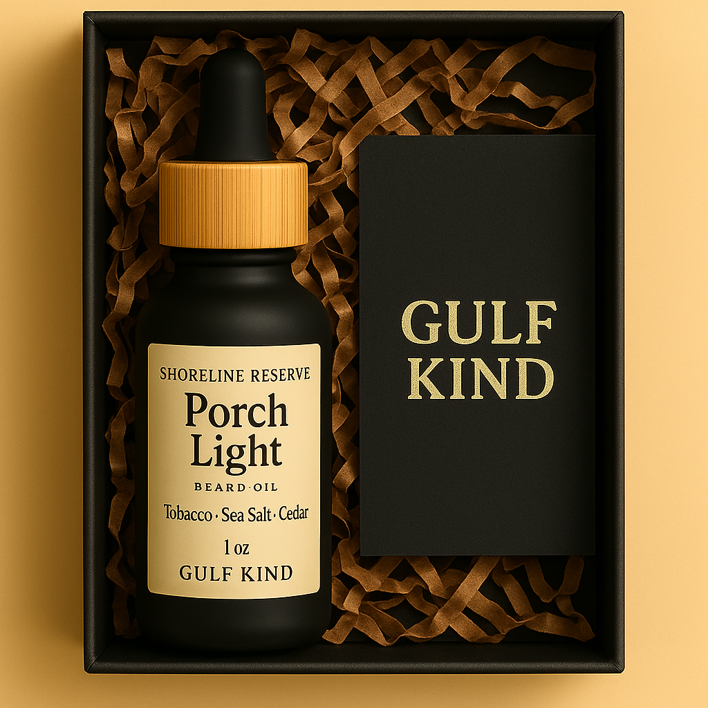 Porch Light Beard Oil – Tobacco, Sea Salt & Cedar | 1oz Coastal Beard Moisturizer by Gulf Kind