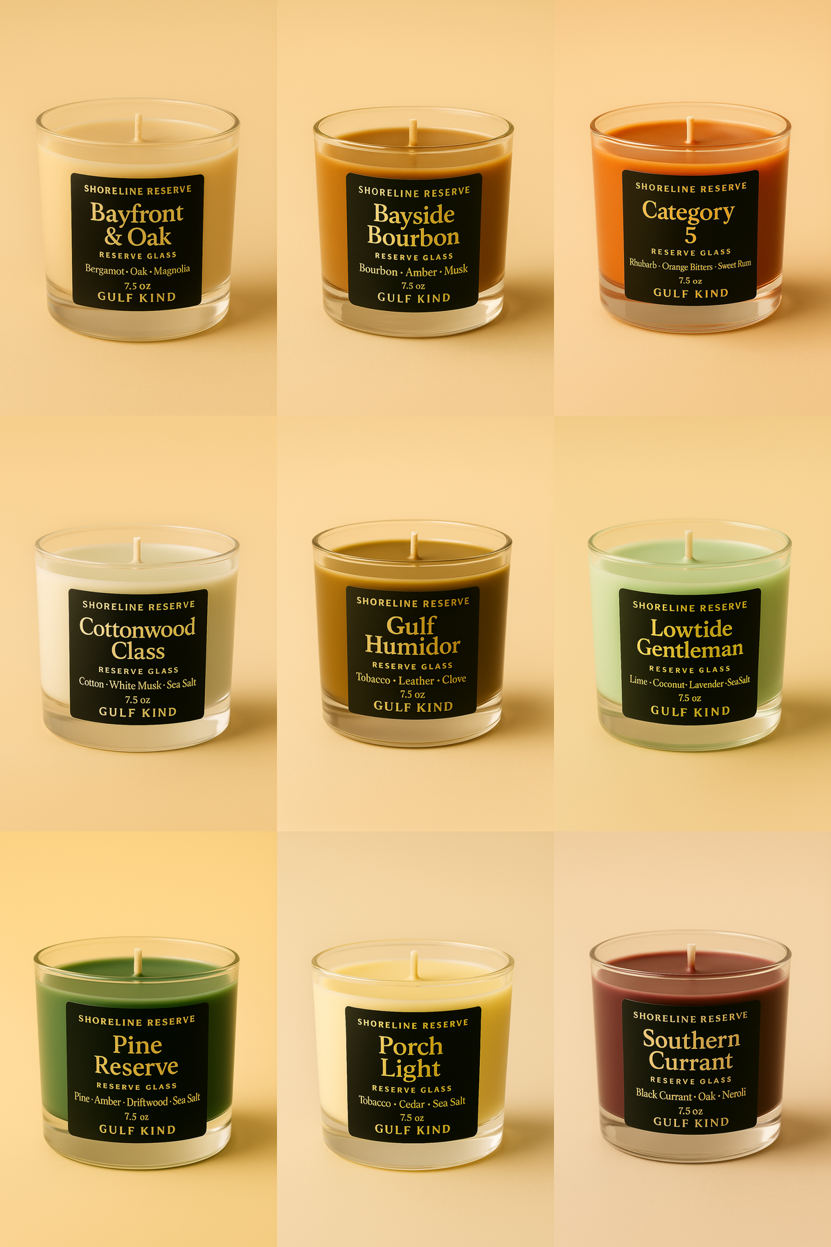 Bayfront & Oak Candle – Masculine Reserve Glass Candle for Men – Bay Laurel, Oakwood, Amber | 7.5 oz Premium Soy by Gulf Kind